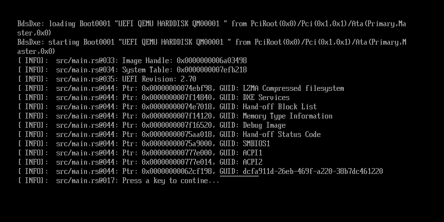 list of Configuration Table GUIDs and Names