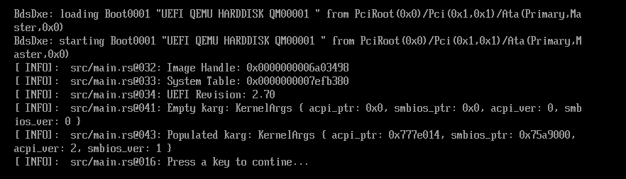 VM booted reporting before & after contets of karg