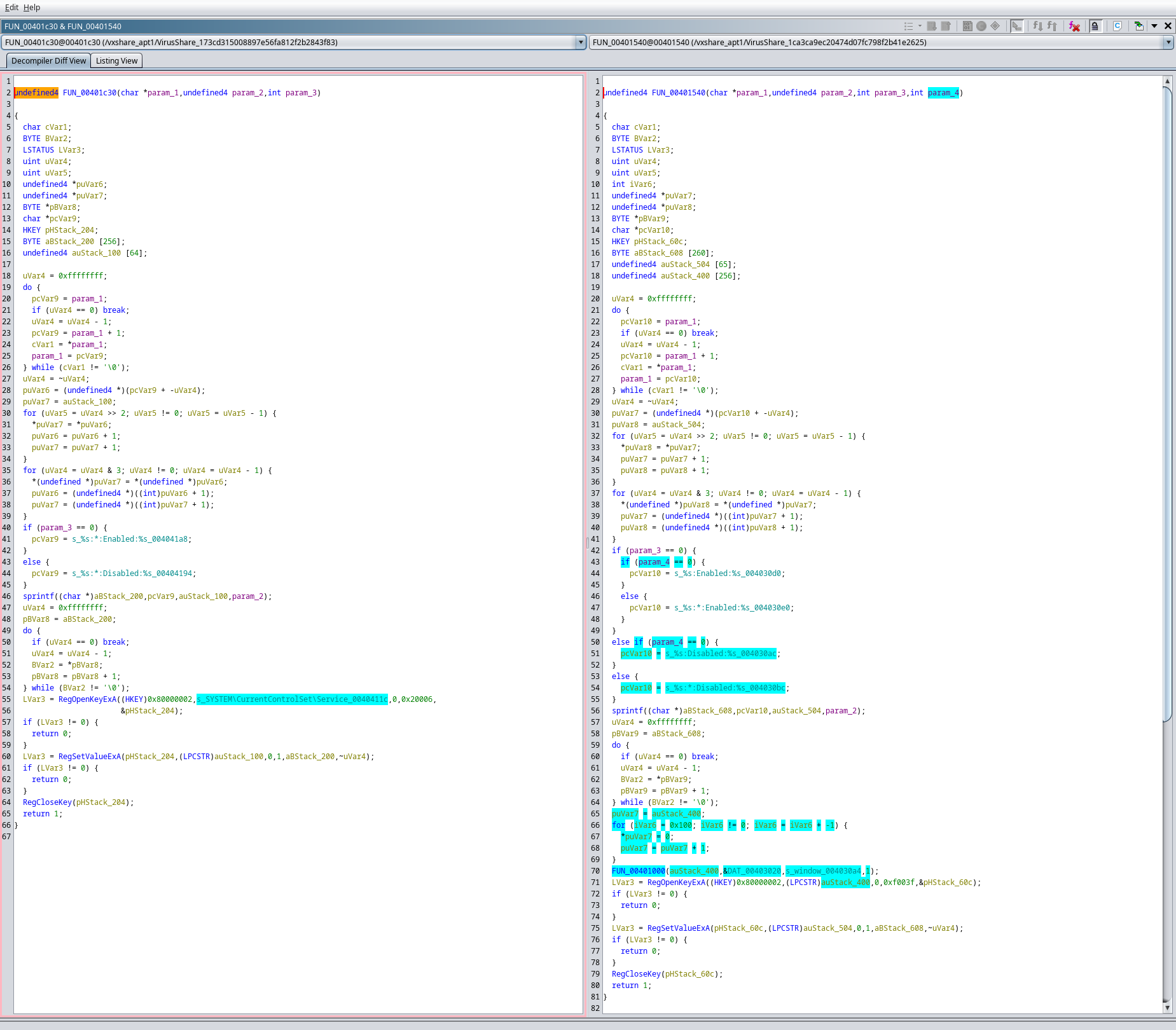 BSim Function Comparison